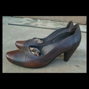 SPRING STEP MIRTH HEEL SHOE BROWN TWO TONE 39